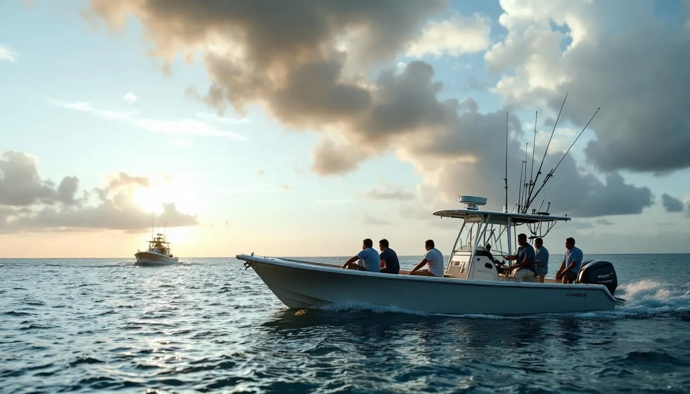 AI-generated illustration for: Four charged in migrant smuggling boat chase off Miami-Dade