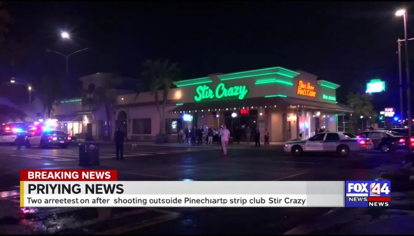 AI-generated illustration for: Two arrested after shooting outside Pinecrest strip club Sti