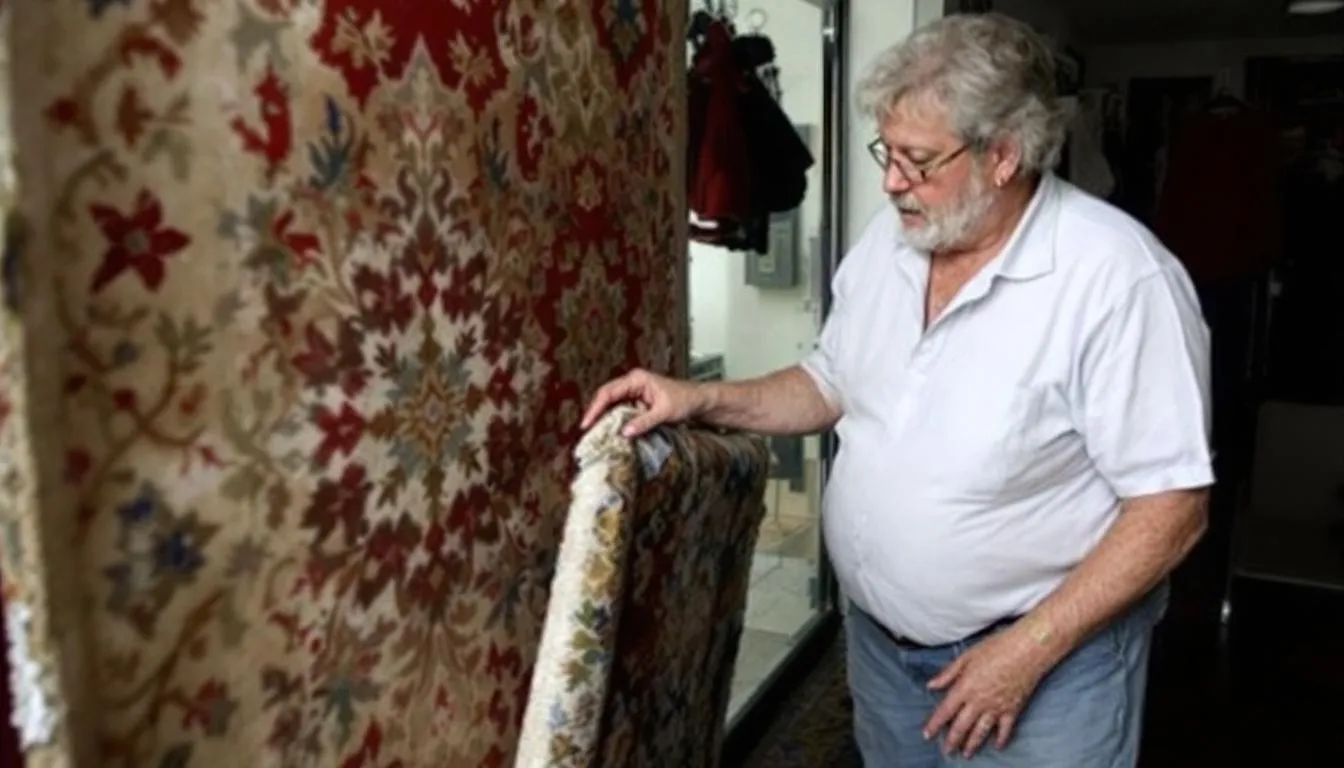 AI-generated illustration for: Car crashes into 40-year Oakland Park rug business, owner fe
