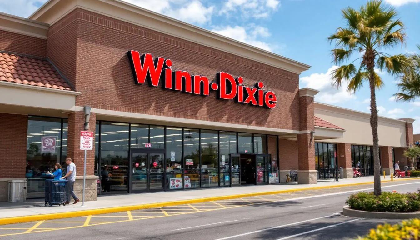 AI-generated illustration for: Six Florida Harveys Supermarkets converting to Winn-Dixie br