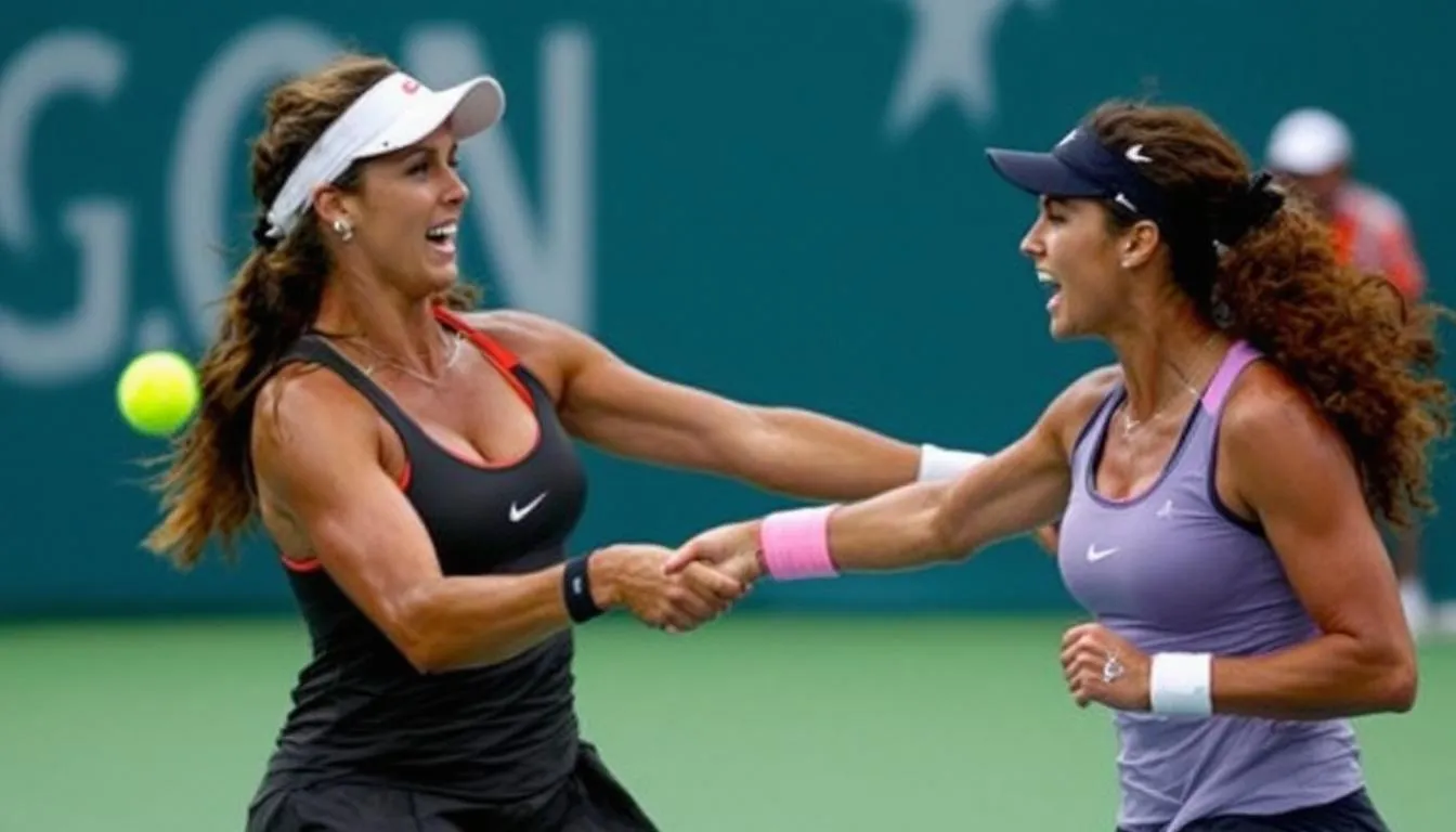 AI-generated illustration for: Rain Suspends Miami Open Doubles Final With Errani-Paolini L