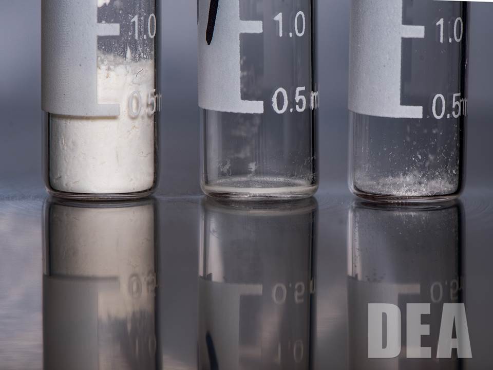 Comparasion of lethal heroin, carfentanil and fentanyl doses acording to the United States Drug Enforcement Administrati