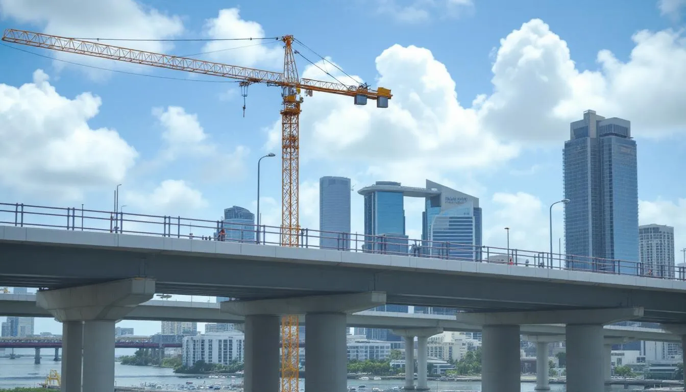 AI-generated illustration for: Construction worker dies in fall from I-395 bridge project i