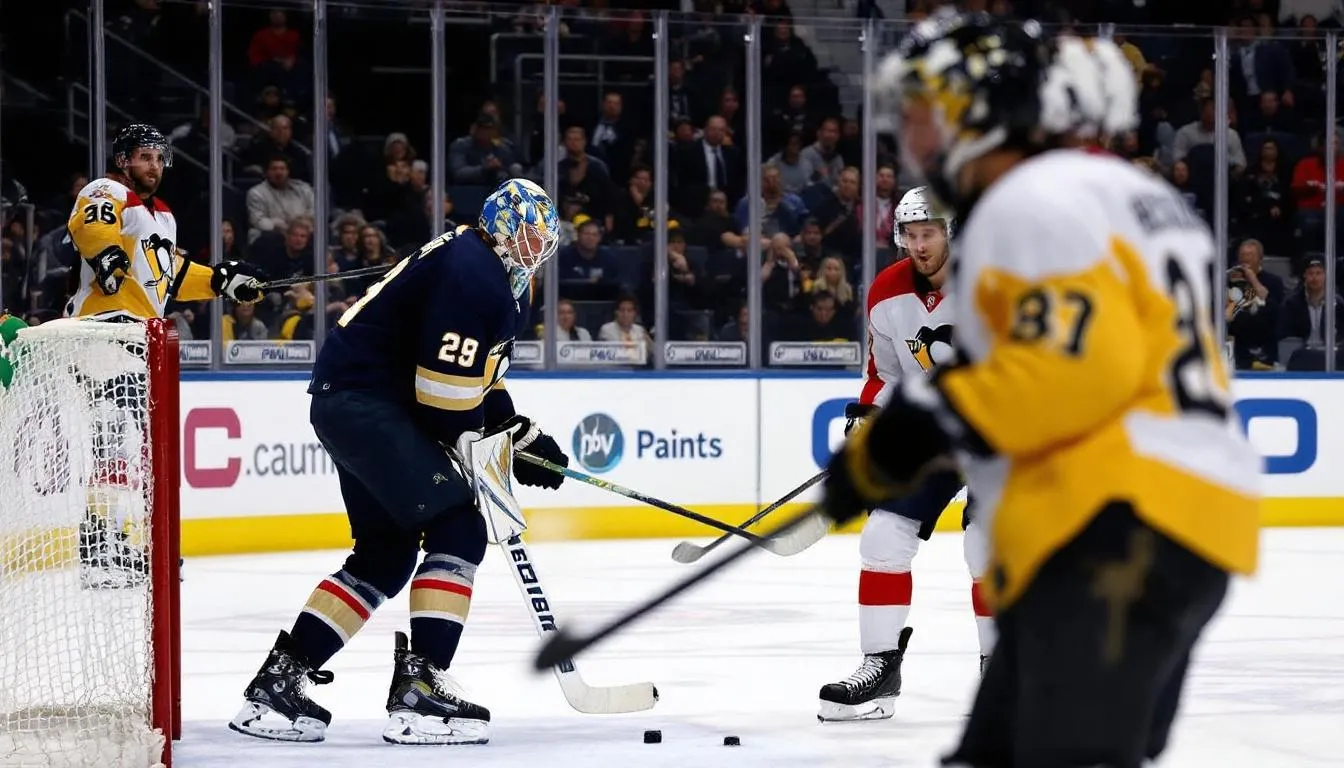 AI-generated illustration for: Panthers Face Penguins at PPG Paints Arena with 11 Players I