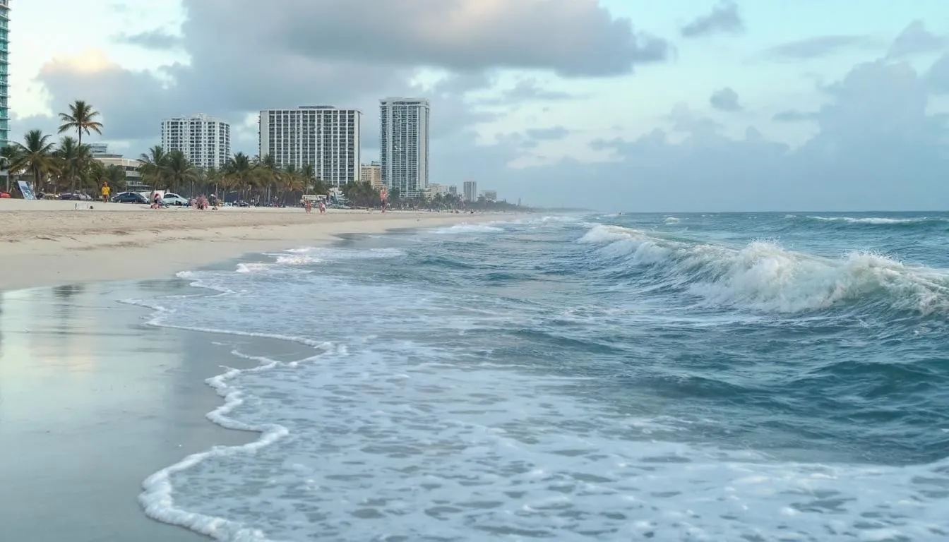 AI-generated illustration for: Man drowns at Pompano Beach as rip currents prompt 33 rescue