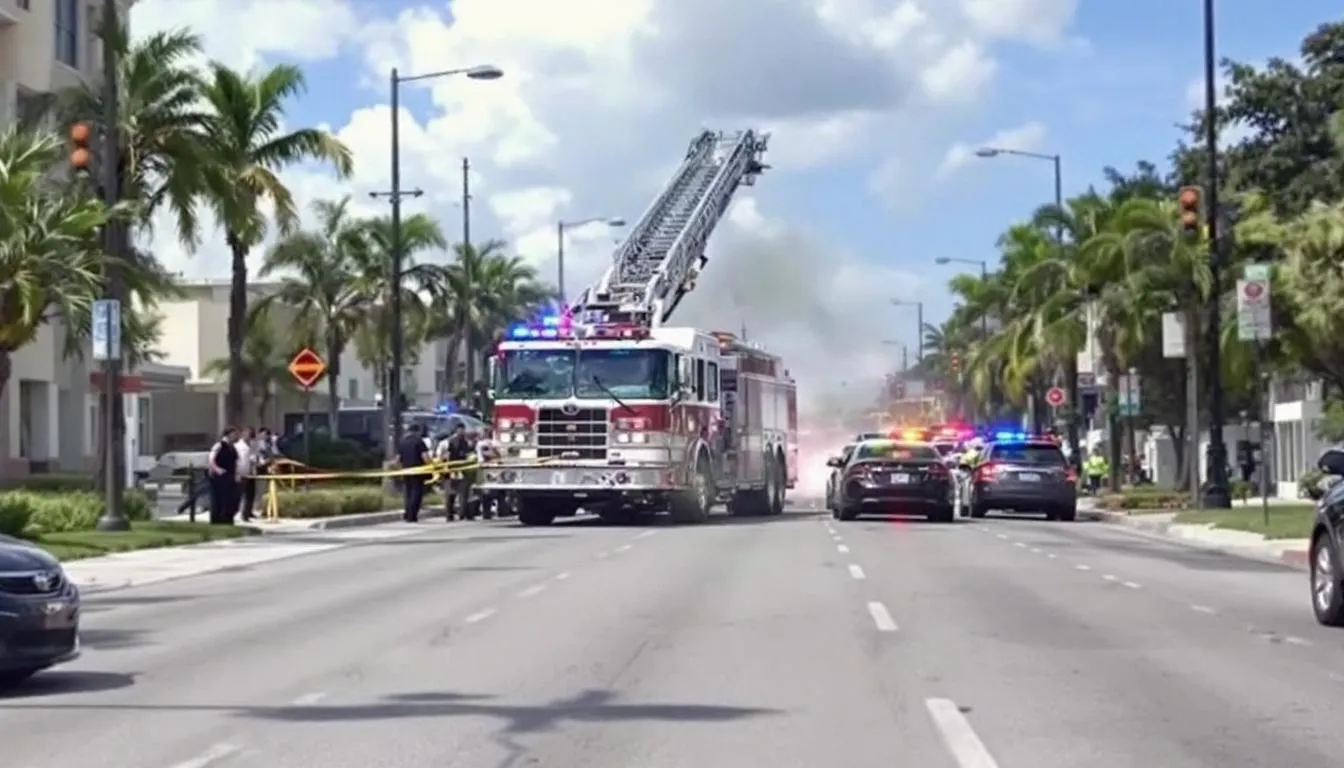 AI-generated illustration for: Three hospitalized after Fort Lauderdale crash, fire truck h