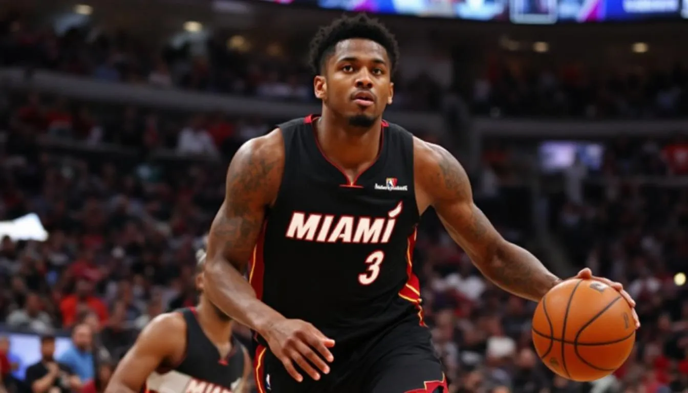 AI-generated illustration for: Jaime Jaquez Jr. scores 32 points as Miami Heat rout Washing