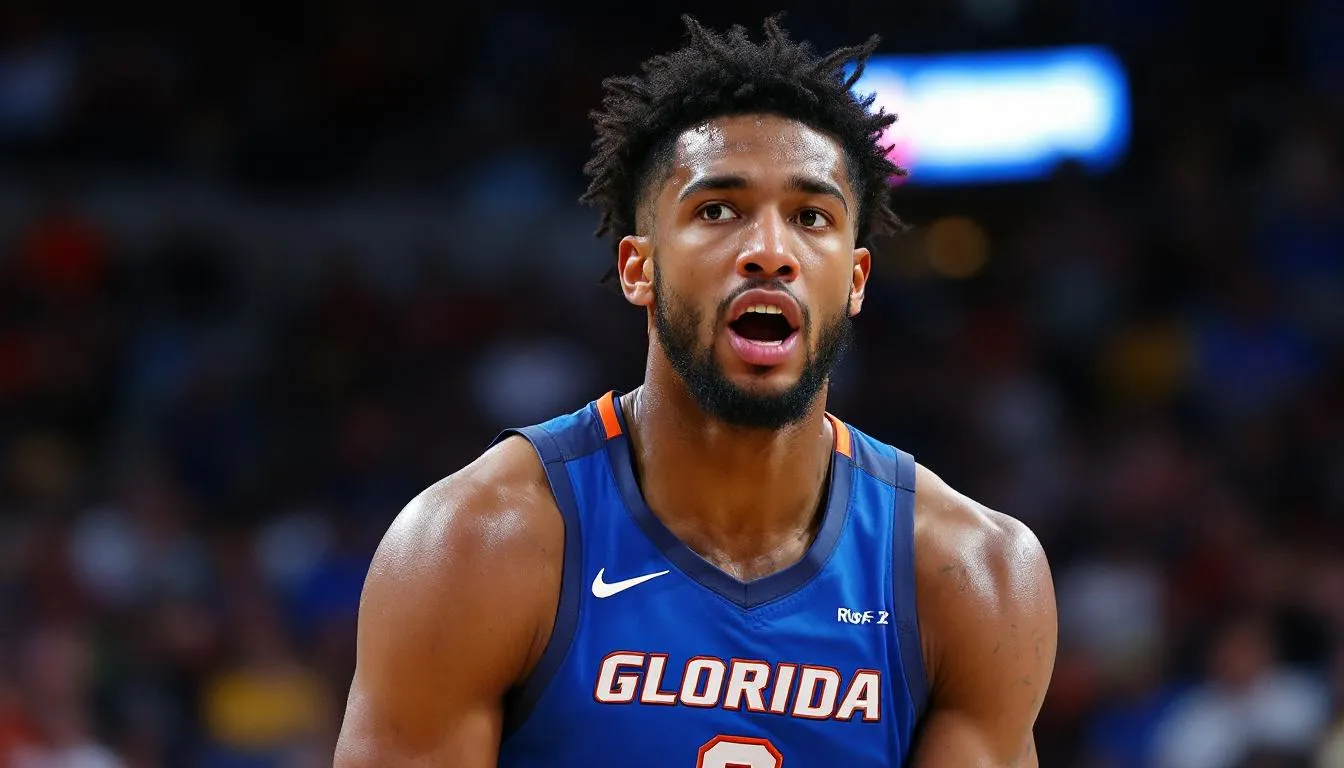 AI-generated illustration for: Florida's 7-foot-9 Olivier Rioux enters transfer portal afte