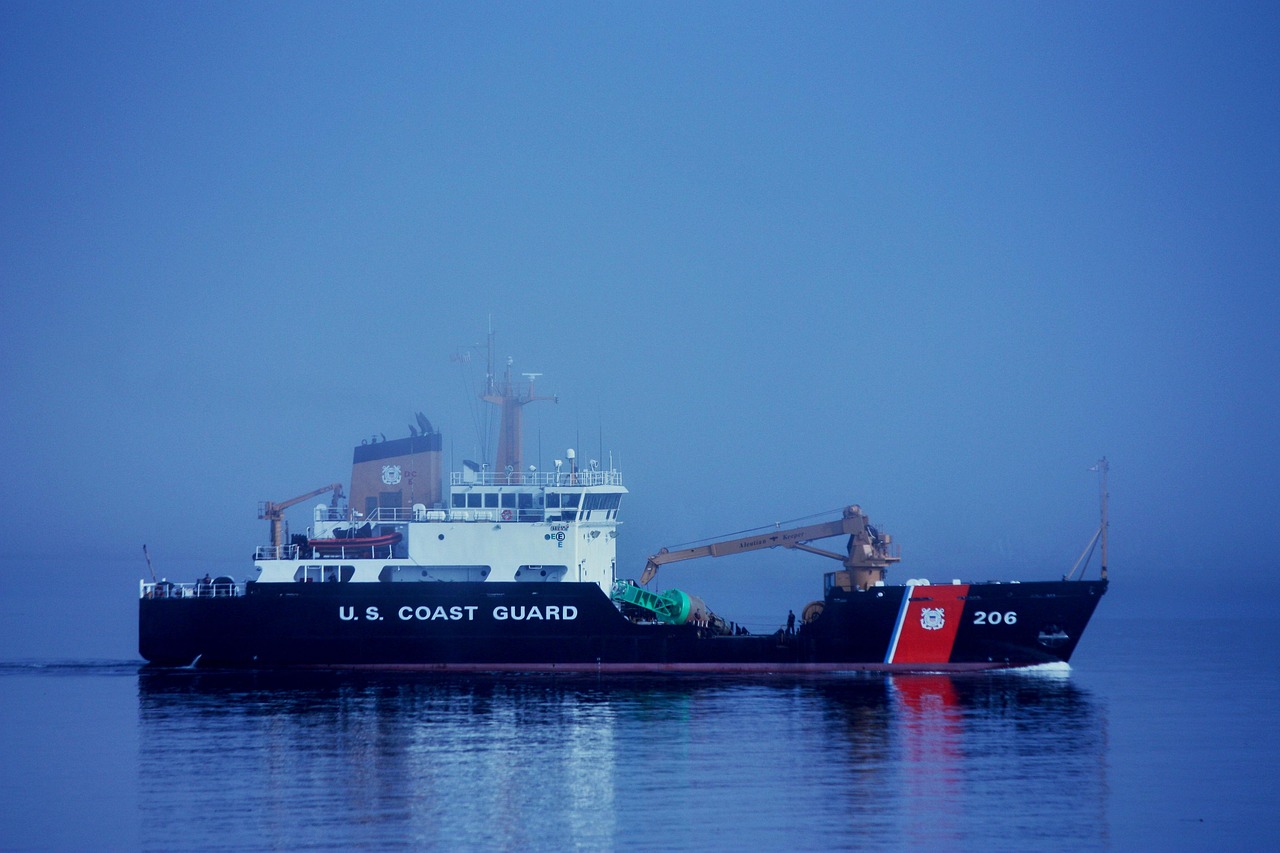 coast guard, nature, fog, boat, ship, sea, vessel, ocean