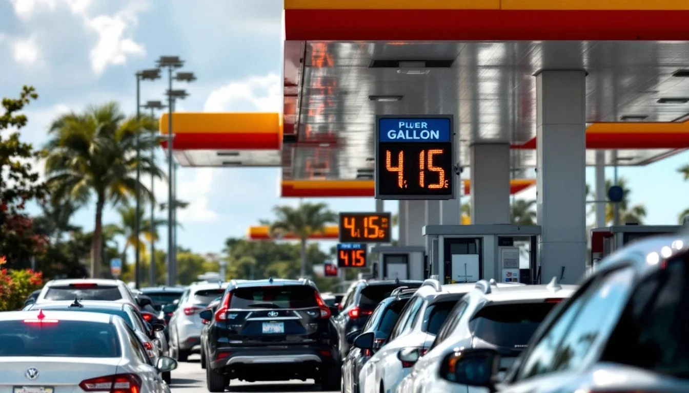 Editorial illustration for: South Florida gas prices hit $4.15 per gallon amid Iran war