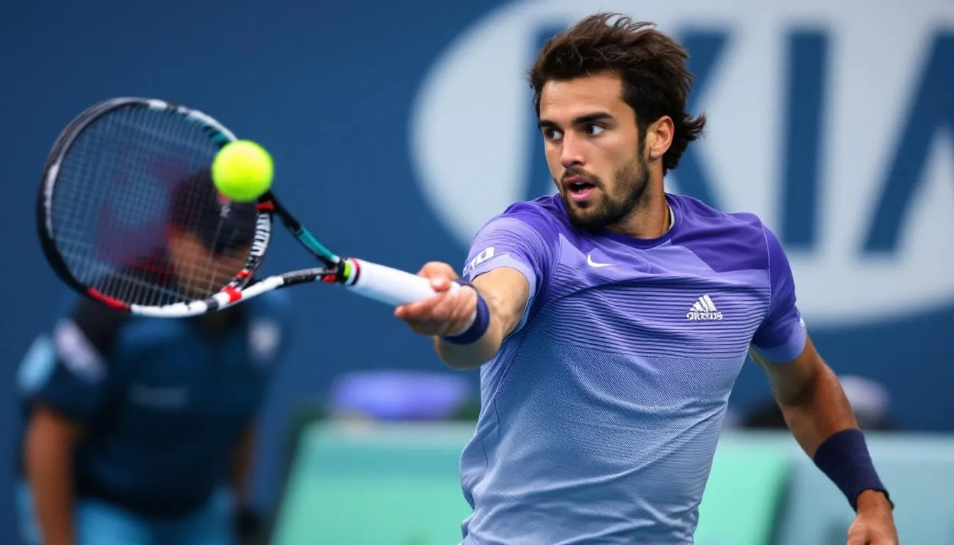 AI-generated illustration for: Cerundolo upsets Medvedev 6-0, 4-6, 7-5 at Miami Open in stu