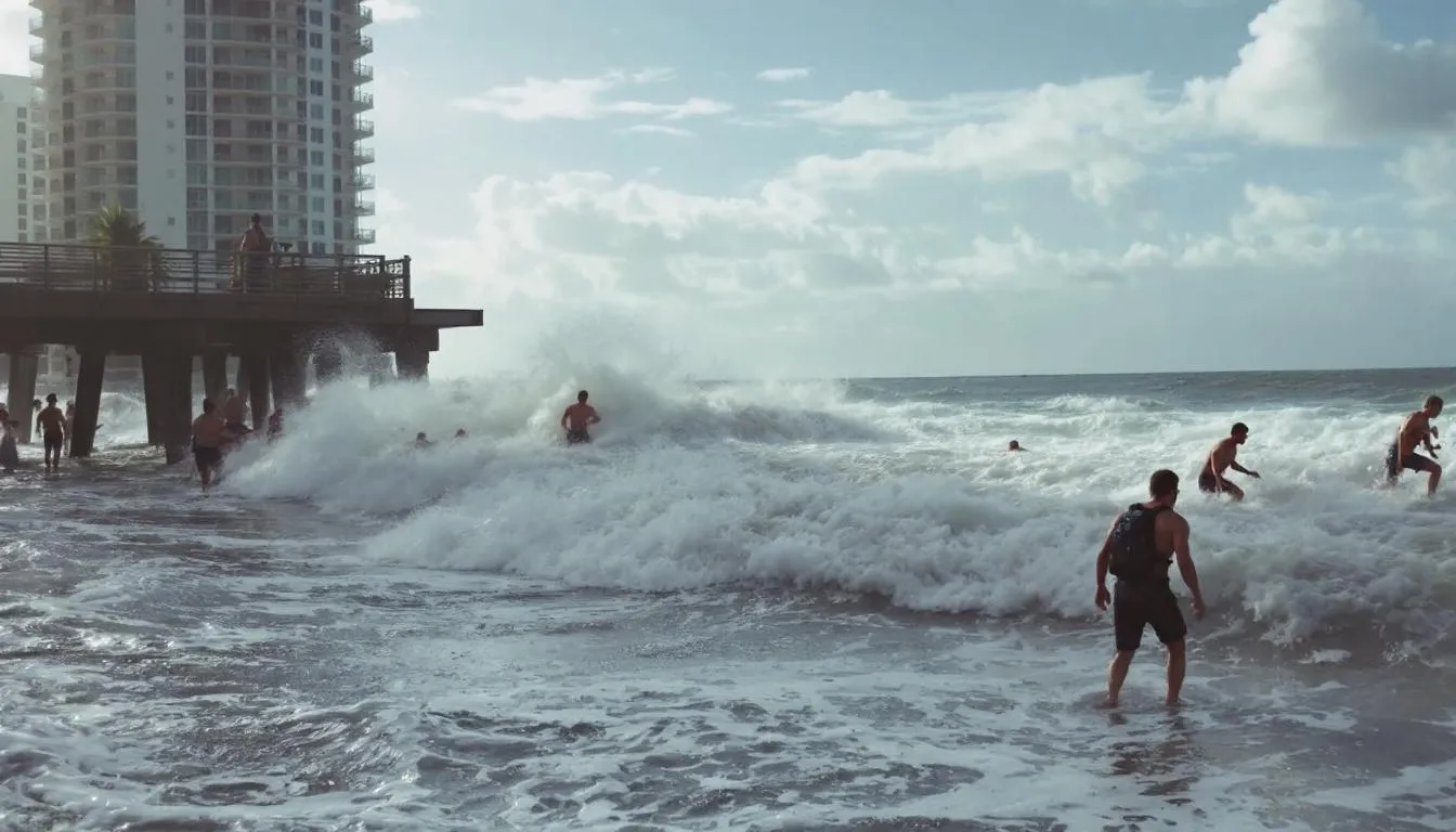AI-generated illustration for: Fort Lauderdale rescues over 50 swimmers as rip currents sur