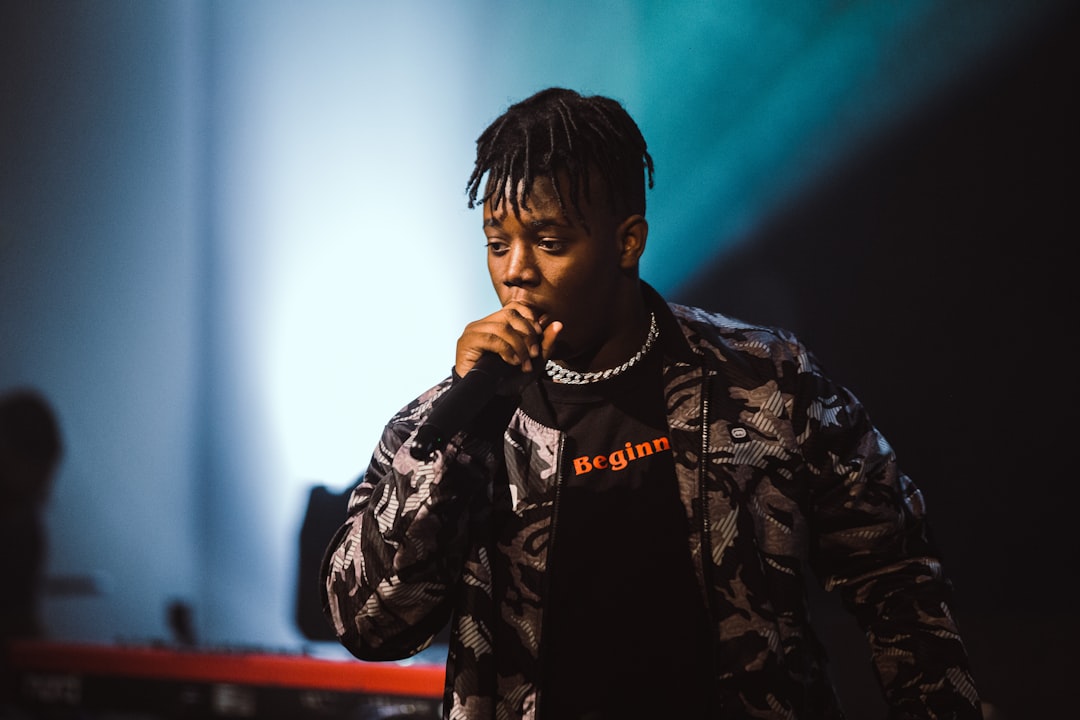man in black and white camouflage jacket