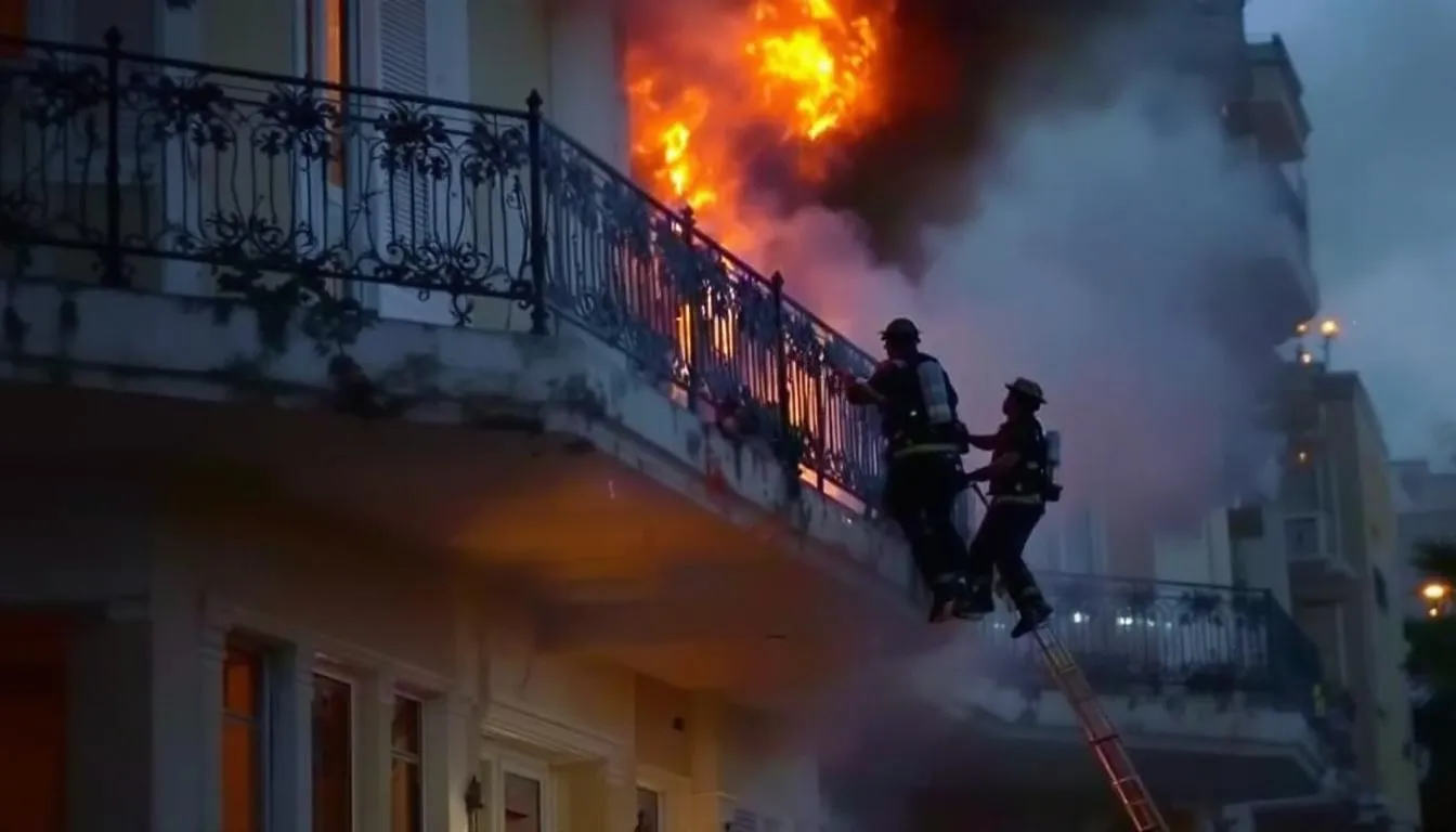 AI-generated illustration for: Hollywood hotel fire forces guests to jump from balcony, bab